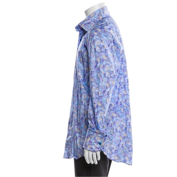 Billionaire Blue Swirl Patterned Shirt Long Sleeve Button up *See Measurements - Picture 3 of 8